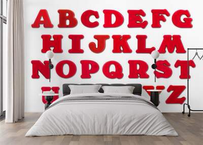 letter A-Z uppercase alphabet plastic on white background Wall mural