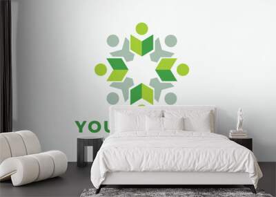 abstract circle people community teamwork vector logo design element Wall mural