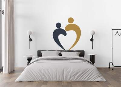 Happy Family Love Care Vector Logo Template Wall mural