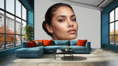 portrait of a Brazilian woman from Smping with a smooth, healthy face, a beauty model Wall mural