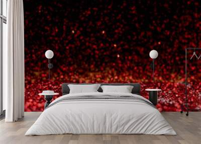 Abstract red glitter perspective to blank background,Studio styl Wall mural