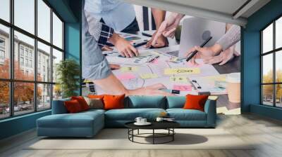 close up creative designer applaud for job success at meeting table at office Wall mural