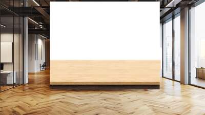 Empty light wood table top isolate on white background, Leave sp Wall mural