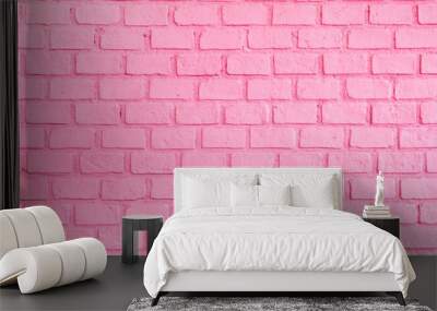 Pastel pink ordered brick wall texture background,backdrop for lady or woman concept Wall mural