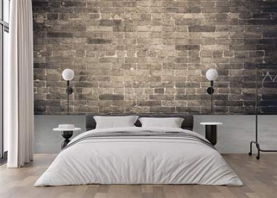 Room perspective,grunge brick wall and concrete floor, Mock up t Wall mural