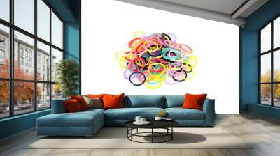 multicolored rubber bands isolated on white background Wall mural