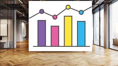 Growing bar chart flat icon. Vector colorful illustration on a white background. Wall mural