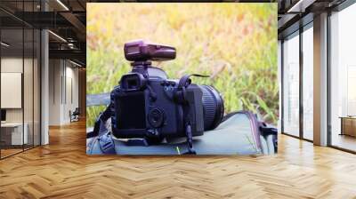 Digital Photography Workstation. Modern Digital DSLR Camera, Wall mural