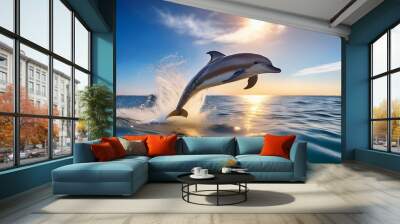 dolphin jumping into the sea Wall mural