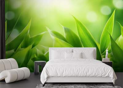 green leaves background Wall mural