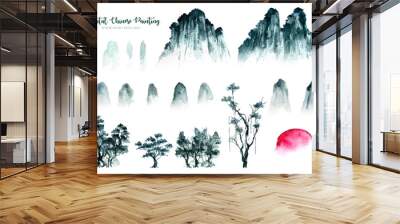 Oriental Chinese Painting Watercolor Collection (Separately Arranged) 1 Wall mural