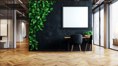 Elegant office interior with a mockup frame on a bright wall, modern furniture, clean decor, and natural lighting Wall mural