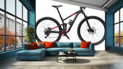 A mountain bike with front and rear suspensions isolated on white background Wall mural