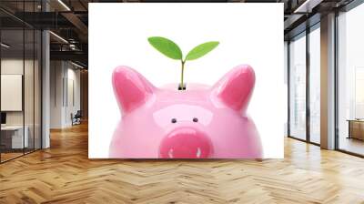 A piggy bank with a green tree / Green saving concept / Economic growth with environmental concern Wall mural