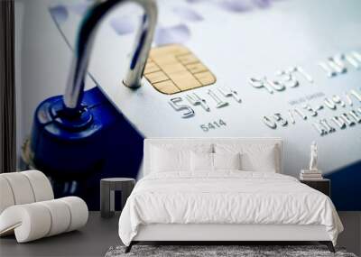 credit card with security lock Wall mural