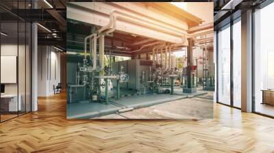 Air compressor station in factory with sunlight support industrial air for equipment in industrial plant Wall mural