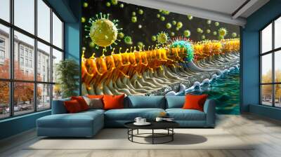 Animated enzymes and substrates in a race, simplifying concepts of biocatalysis and enzyme inhibition for educational purposes Wall mural