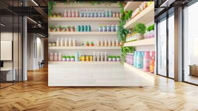 Smart retail, IoT integrated shopping, 3D illustration, advanced store concept Wall mural