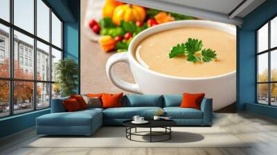 Thanksgiving gravy poured over a festive holiday meal, celebrating the warmth of family gatherings Perfect for seasonal promotions or celebrations, with space for copy and branding Wall mural