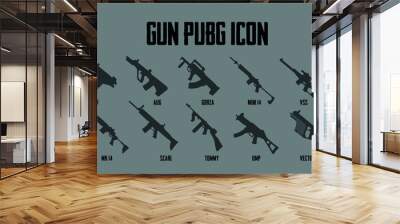 Guns icon collection Games online PLAYER UNKNOWN'S BATTLE GROUND,PUBG  Gun Icon Wall mural