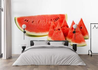 Watermelon small pieces of watermelon slice isolated on white background. Wall mural