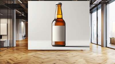 Beer bottle with a minimalist label, isolated on a clean isolate white background Wall mural