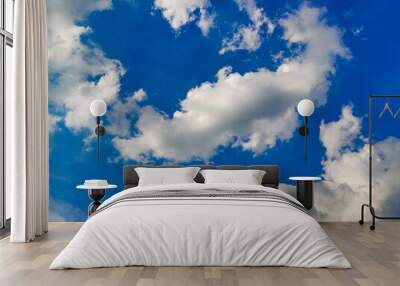 Beautiful abstract cloud and clear blue sky landscape nature, blue background Wall mural