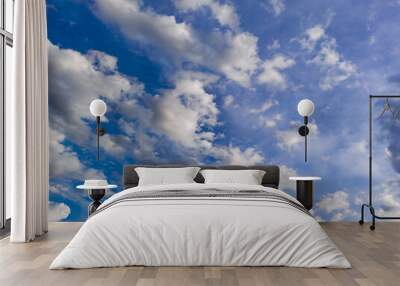 Beautiful abstract cloud and clear blue sky landscape nature, blue background Wall mural