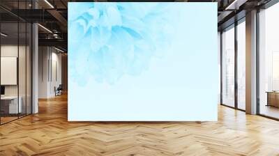 Beautiful abstract light blue flowers on white background, white flower frame,  blue leaves texture, gray background, valentines day, love theme, blue gradient texture Wall mural