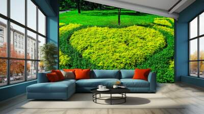 Beautiful green tree, plants, forest and flowers in the outdoor gardens and parks Wall mural