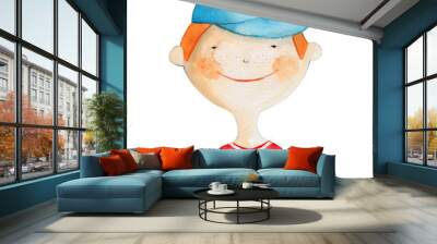 Boy in the cap. Watercolor Wall mural