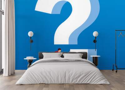 Businessman push question mark away and split Wall mural