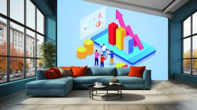 Financial technology analysis and research and business investment Wall mural