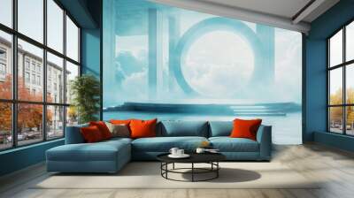 window with blue sky Wall mural