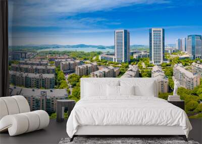 Li Lake CBD City Scenery in Wuxi City, Jiangsu Province, China Wall mural