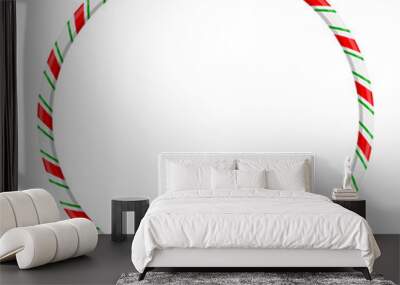 Candy cane circle frame for christmas design isolated on white background Wall mural