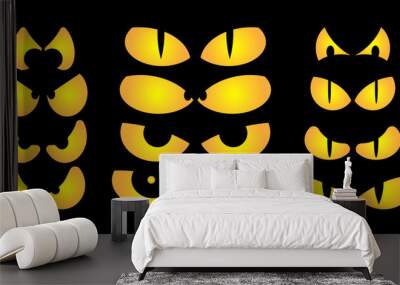 halloween spooky scary eyes  vector  design isolated on black background Wall mural