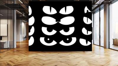 halloween spooky scary eyes  vector  design isolated on black background Wall mural