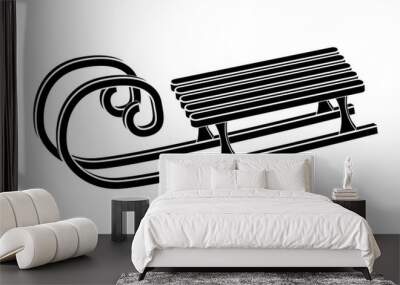 sled, wooden sledge silhouette, outline vector symbol icon desig Wall mural