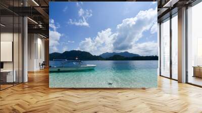 Floating boat and pagang island Wall mural