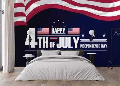 Celebrate Independence Day with a festive background featuring red, white, and blue decorations Wall mural