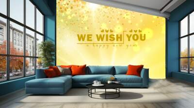 Welcome 2025 with vibrant blooms and twinkling lights Wall mural