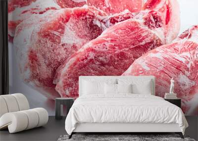 Raw frozen meat. raw pork chops Wall mural