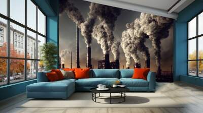 industrial chimneys smoke from factory Wall mural