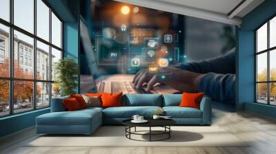 Programing coding tech futuristic background  Wall mural