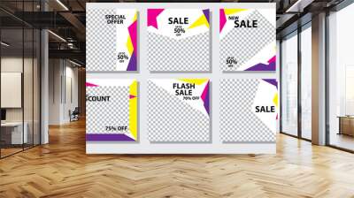 Set media banners with discount offer. Shopping background, label for business promotion. Can be used for website and mobile website banners, web design, posters, email and newsletter designs Wall mural