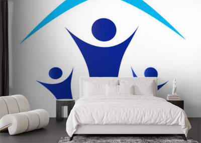 family and house roof icon isolated on white - blue. vector Wall mural