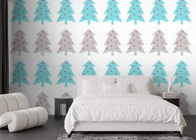 Retro Christmas Trees Pattern Texture Background Vector Wall mural