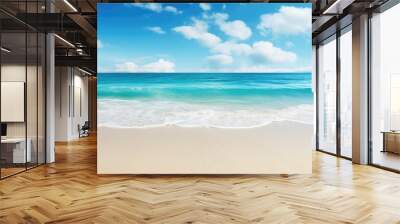 Beautiful tropical beach with white sand, turquoise water and blue sky. Generative AI Wall mural