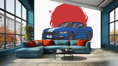 sports car illustration for t shirt design Wall mural